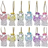 12pcs Glass Angel Ornaments Spun Angels Christmas Tree Ornaments 1.6" Colorful Mini Hanging Guardian Angel for Christmas Season Holiday Decor