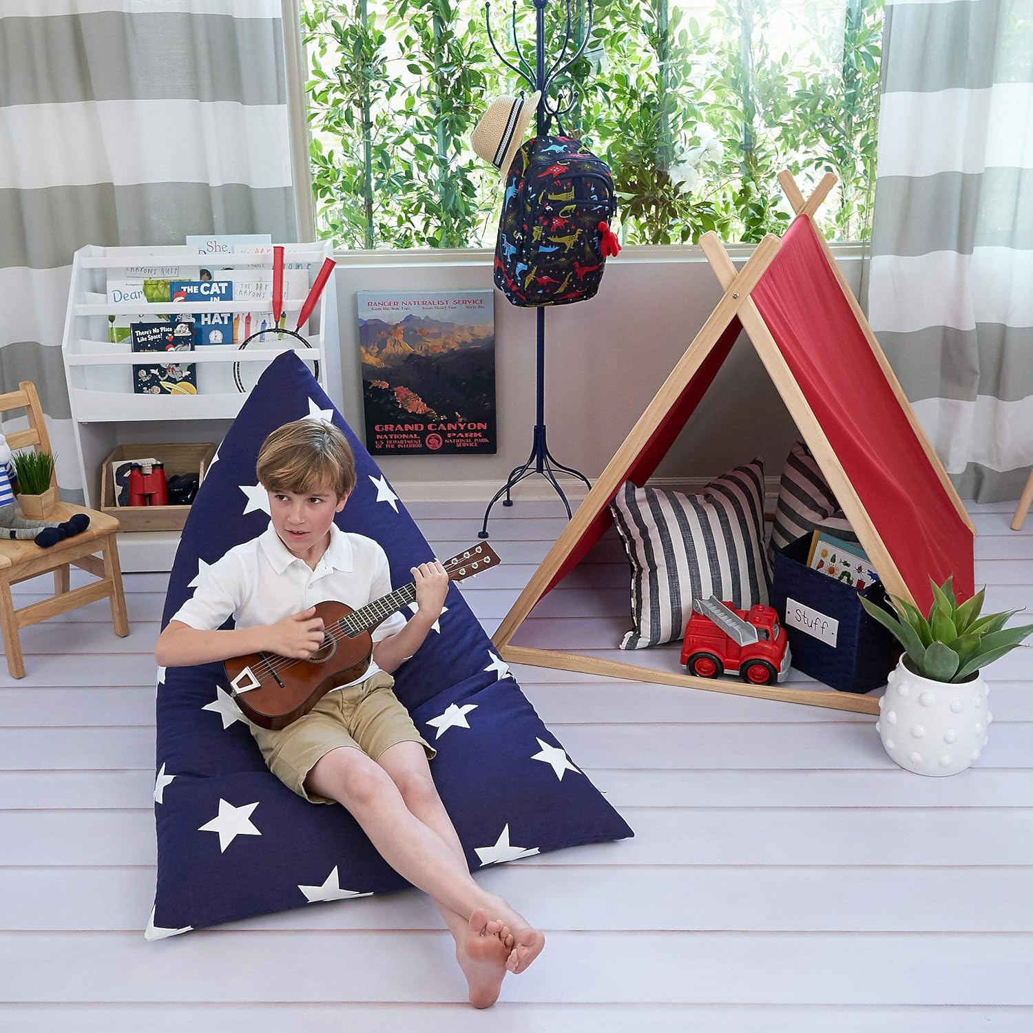 Butterfly Craze Stuffed Animal Storage Bean Bag Chair Navy Teens and