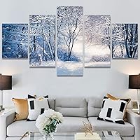 SIGNWIN 5 Panel Canvas Wall Art Modern Art Forest Minimalist Multicolor Nature Photography Relax/Calm for Home Decorations Ready to Hang - 60