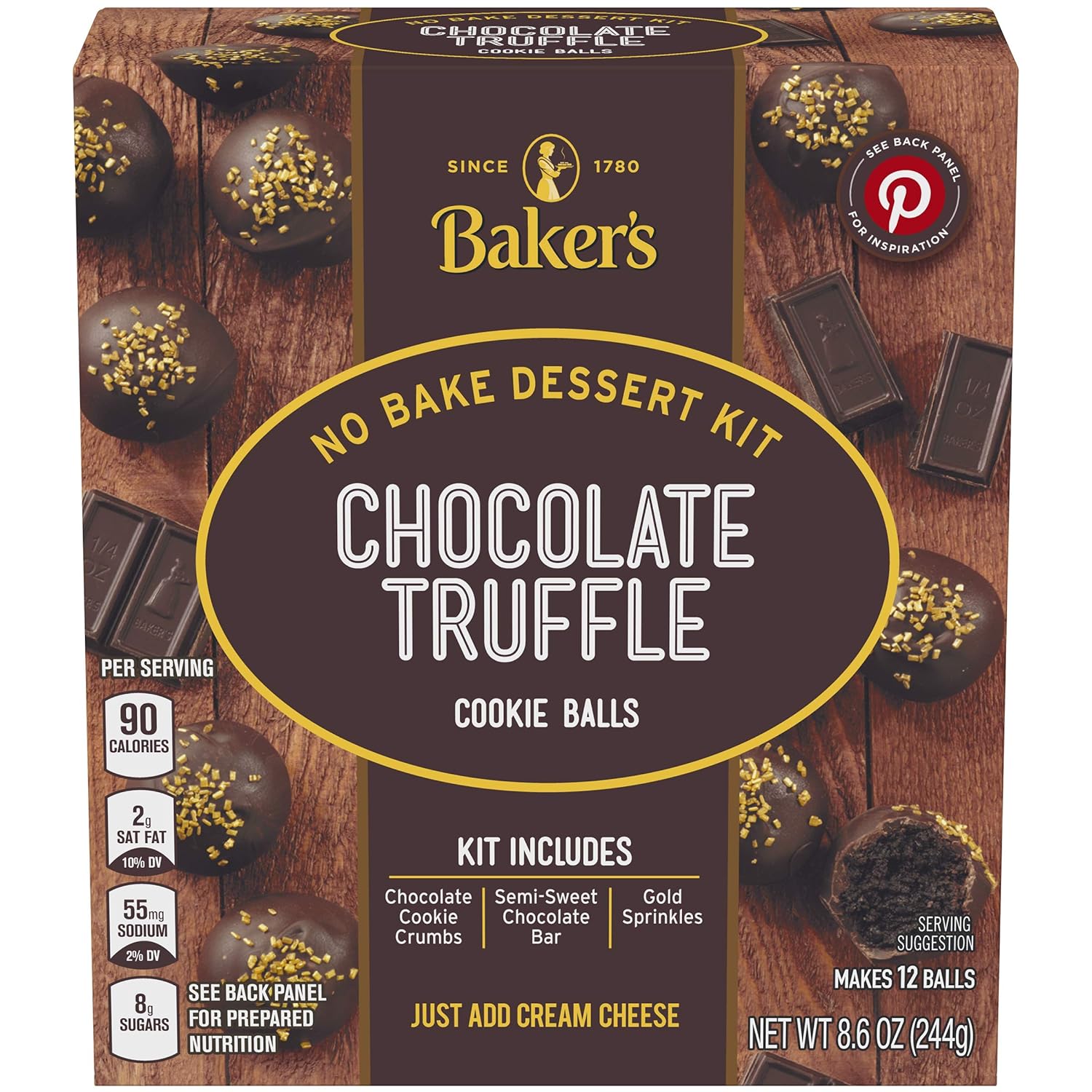 Baker's Chocolate Truffle Cookie Balls No Bake Dessert Kit, 8.6 oz