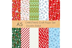TUPARKA 60 Sheets Christmas Pattern Paper Set, 14 x 21cm Decorative Paper for Card Making Scrapbook decoration, 10 Designs