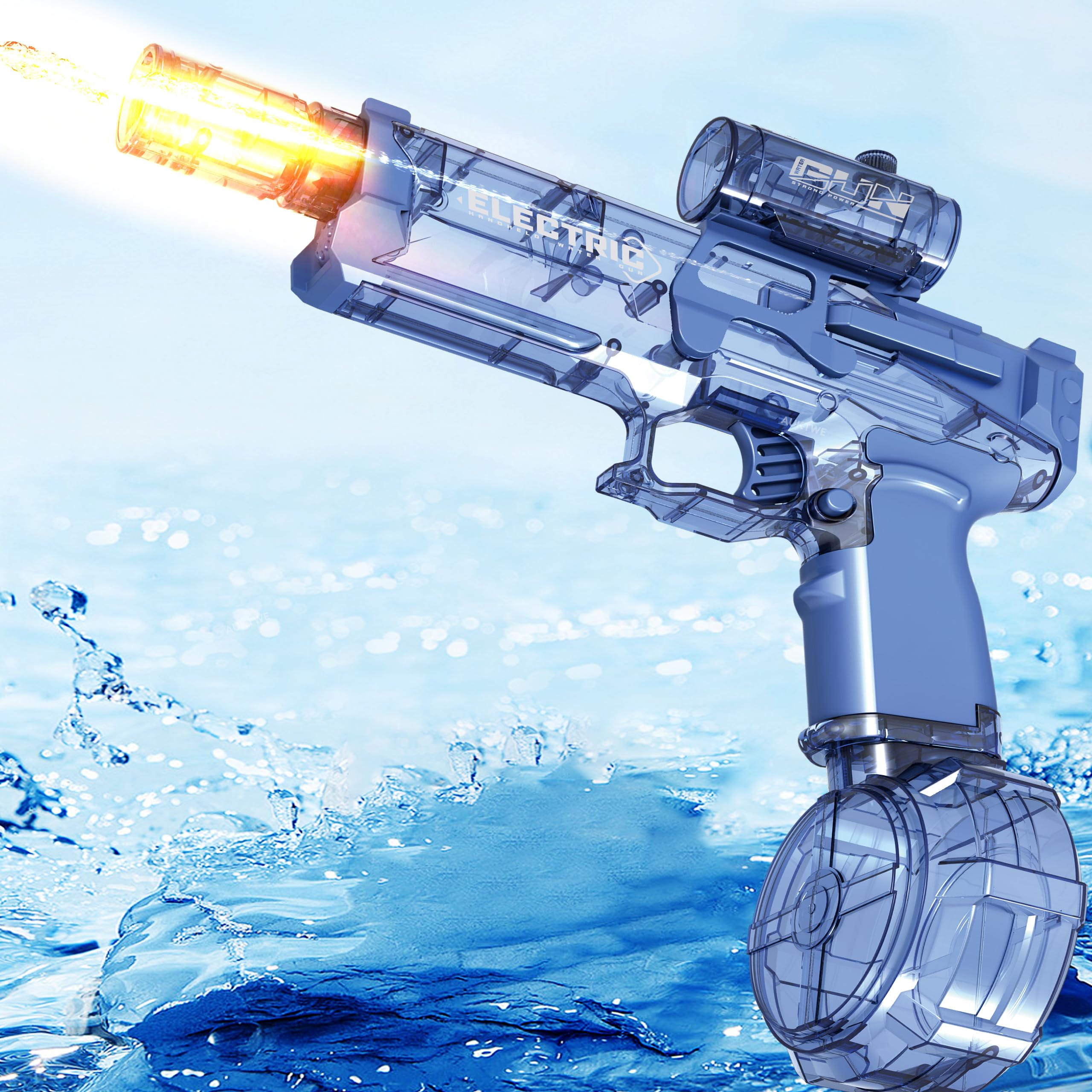 Photo 1 of Electric Water Gun with Light Up,28-32 FT, Powerful High Powered Automatic Squirt Gun Fully Auto Water Blaster, Swimming Pool Outdoor Toy Game for Adult&Kid