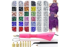 Briskbloom Hotfix Rhinestones Applicator Setter, Hot Fix Rhinestone Bedazzler Kit with 5600PCS Rhinestones, Bedazzle Gun Wand for Clothing Fabric Crafts, 10SS 16SS 20SS 3 Gems Sizes, Multi-Colors