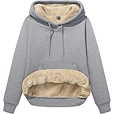 MAGCOMSEN Women's Hoodies Thick Fleece Lined Hooded Sweatshirt Warm Sherpa Lined Heavyweight Pullover with Pocket