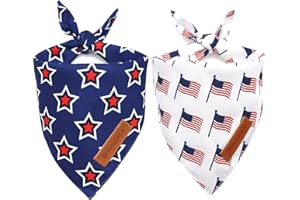 Realeaf American Flag Dog Bandanas 2 Pack, Triangle Reversible 4th of July Pet Scarf for Boy and Girl, Premium Durable Fabric, Patriotic Bandana for Small Medium Large and Extra Large Dogs (X-Large)