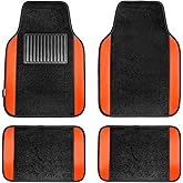 FH Group Automotive Floor Mats – Universal Fit Premium Carpet Car Mats with Driver Heel Pad, Full Set for Cars, SUVs & Trucks - Orange