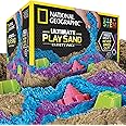 NATIONAL GEOGRAPHIC 6 Lb Play Sand Combo Pack - 2 Lbs each of Blue, Purple and Natural Sand with Castle Molds - A Kinetic Sen
