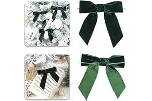LIZLOVESS Hunter Green Velvet Ribbon Christmas Bow 5 Inch Premade Dark Green Bows for Christmas Tree Hanging Decorations Gift Wrapping Wreaths Crafts Outdoor Indoor Home Decor Wedding, Pack of 12
