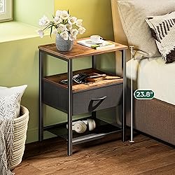 Huuger Night Stand with Fabric Drawer, Side Table