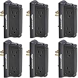 AmazonCommercial Black, 6-Pack Mounted Wall Adapter Tap Surge Protector