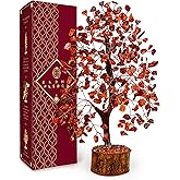 Crystal Tree of Life Birthday Gifts for Women, Men, Handmade Home Decor, Office, Room Decoration, Carnelian Reiki Healing Crystal Chakra Tree for Money, Good Luck Gifts for Her, Mom & Dad