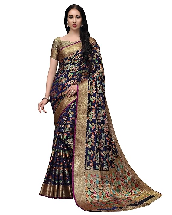 Women's Kanchipuram Art Silk Saree With Blouse Piece