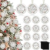 Sieral 24 Pcs Christian Christmas Ornaments Bulk Bible Verse Hanging Ornament Inspirational Quotes Ceramic Ornaments for Christmas Tree Round Flat Religious Xmas Church Home Decor for Mom Women Gift