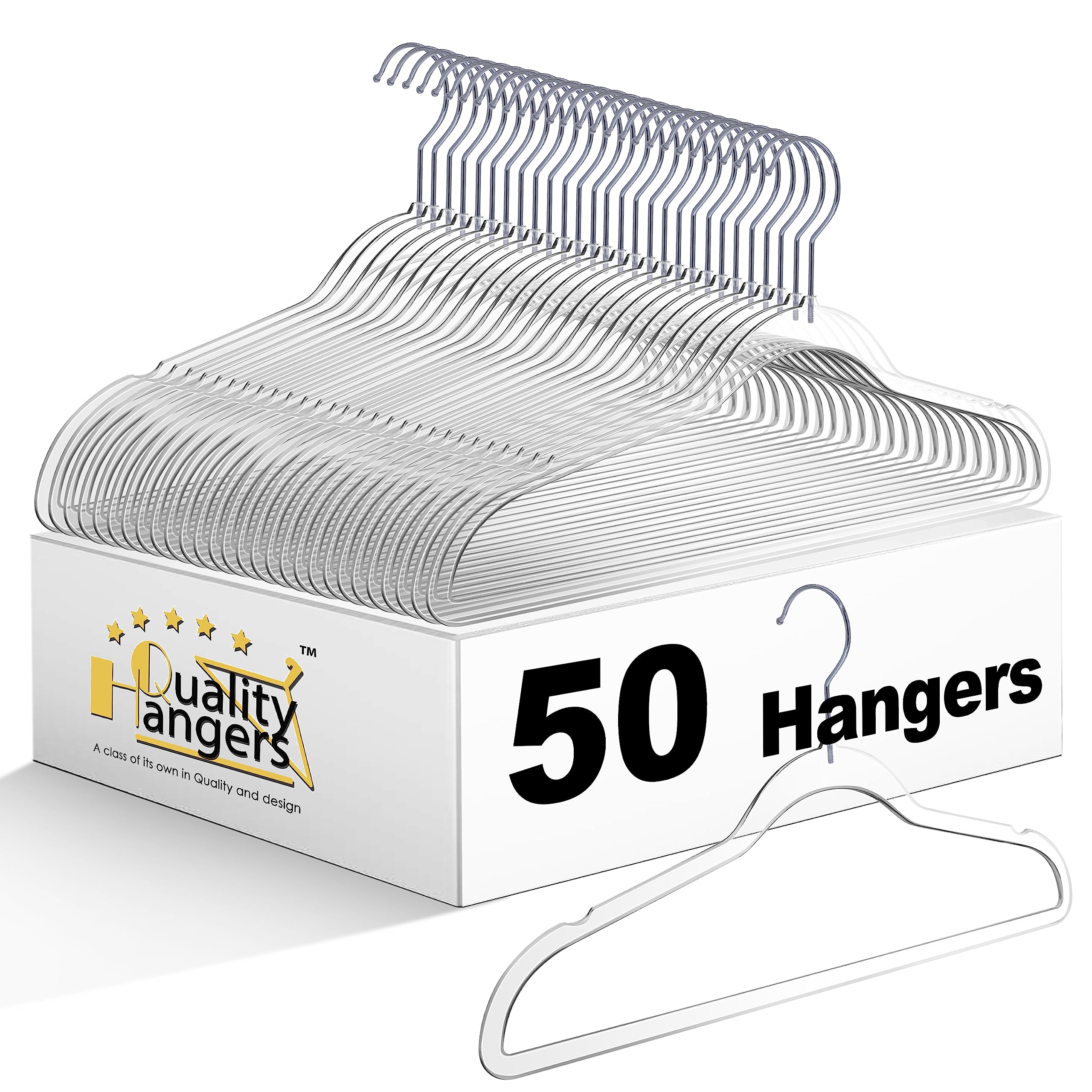 Photo 1 of ***(MISSING PIECES -12 PACK ONLY)*** Quality Hangers Clear Plastic Hangers for Clothes | 12 Pack - 17.5 Inch | Heavy Duty Hangers Space Saving Crystal Acrylic | 360 Degree Swivel Hook and Notches (Clear,12) (ONLY 12 piece)