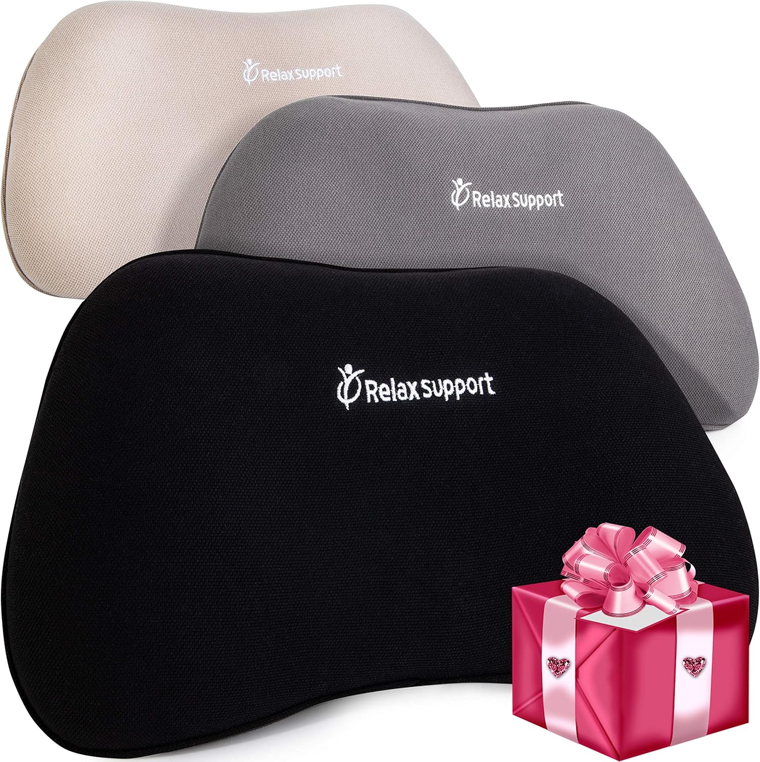 RS1 Back Support Pillow by Relax Support – Lumbar Pillow Upper and Lower Back for Chair Back Pain Uses ArcContour Special Patented Technology Has Unique Lateral Convex Shape for a Pain Free Back: Home & Kitchen