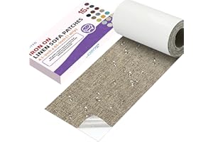 JCATTC Iron-On Couch Repair Kit, Linen Fabric Patch, Waterproof, Permanently Adheres to Sofa and Decorative Indoor and Outdoor Furniture Surfaces,4.1X65 Inch, Light Brown