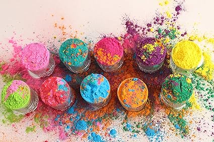 Amazon Com Holi Color Powder 10 Pack Plus 1 Bonus Pack Total 11 Pack Of 70 Grams Each Premium Colors Red Yellow Blue Green Orange Purple Pink Fuscia Lime Teal By Crazeecolors Health