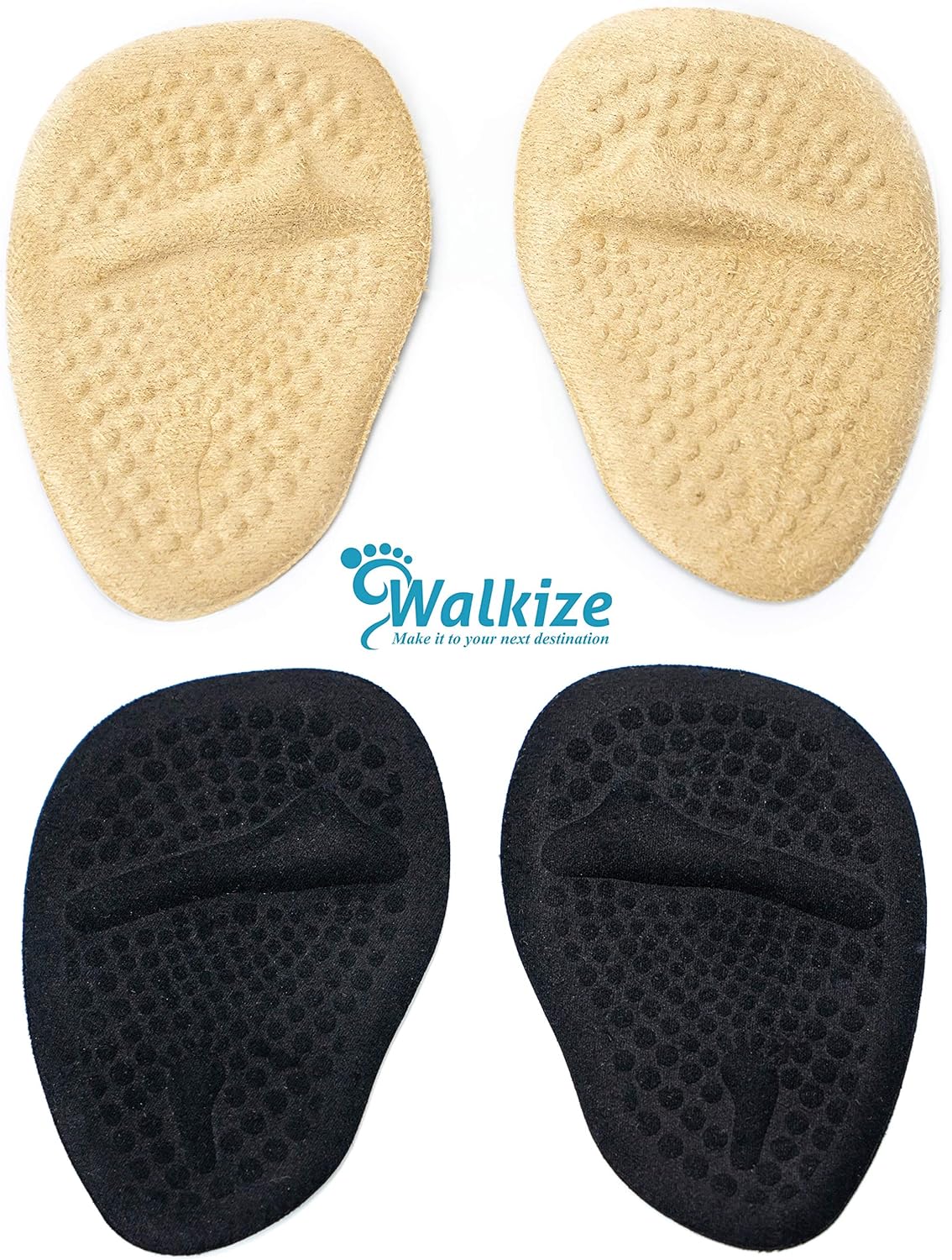 Metatarsal Pads | Metatarsal Pads for Women | Ball of Foot Cushions (2 Pairs Foot Pads) All Day Pain Relief and Comfort One Size Fits Shoe Inserts for Women (Black & Beige): Health & Personal Care