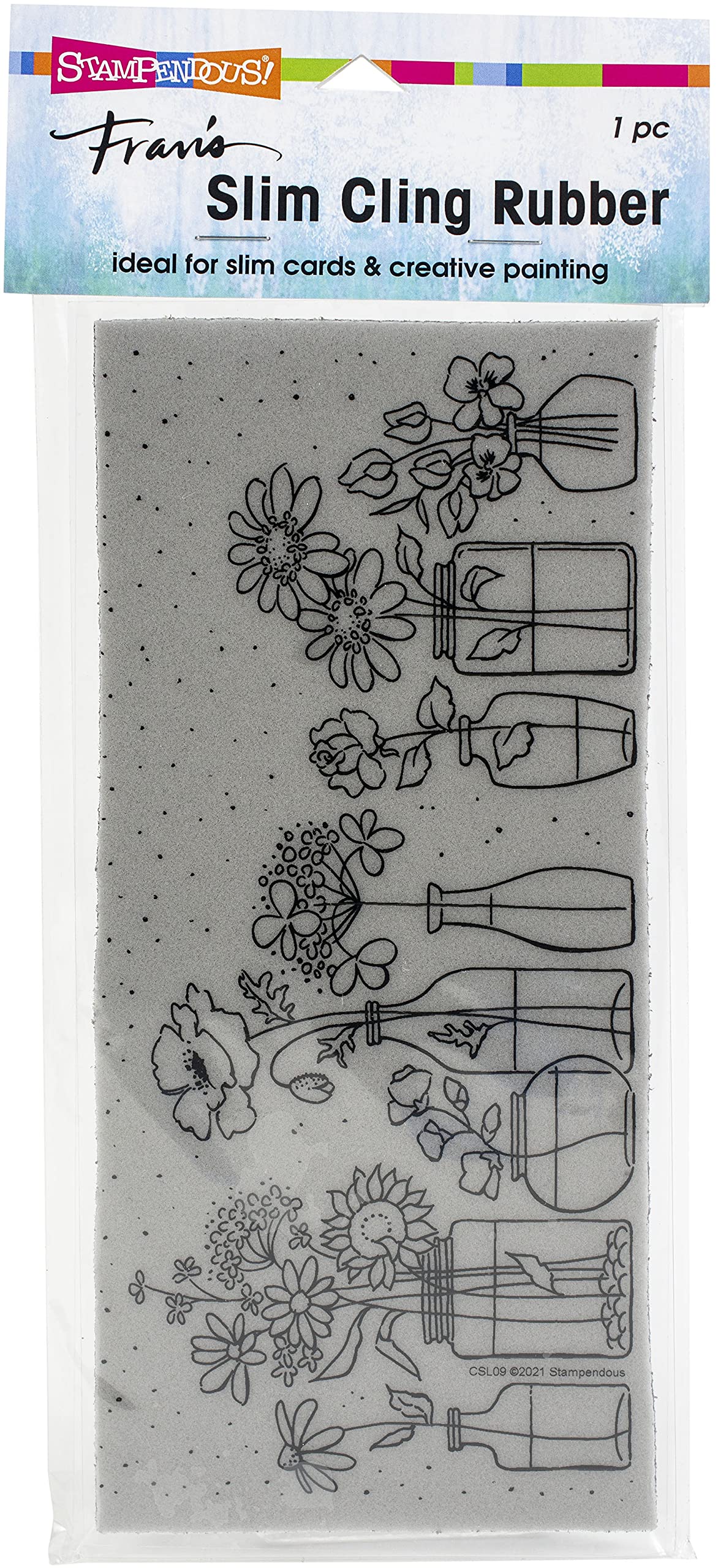 Stampendous 654026 Cling Rubber Stamp "Wildflower", Black/White, 3.75 x 8.25"