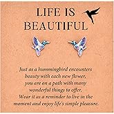 GULICX Hummingbird Gifts for Women, Hummingbird Earrings Jewelry Decor, Christmas Birthday Gifts for Her Women Girls Friends with Card