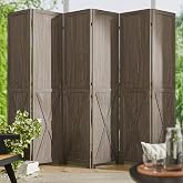 Cozy Castle 6 Panel Folding Room Divider, Solid Wood Privacy Screen, Freestanding Partition Wall, Temporary Wall for Home/Office/Bedroom/Restaurant, Rustic Brown