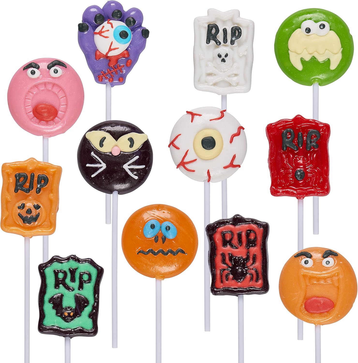 Prextex Halloween Themed Lollipops (12 Pack) Great for Halloween Goody Bags or Halloween Candy: Toys & Games