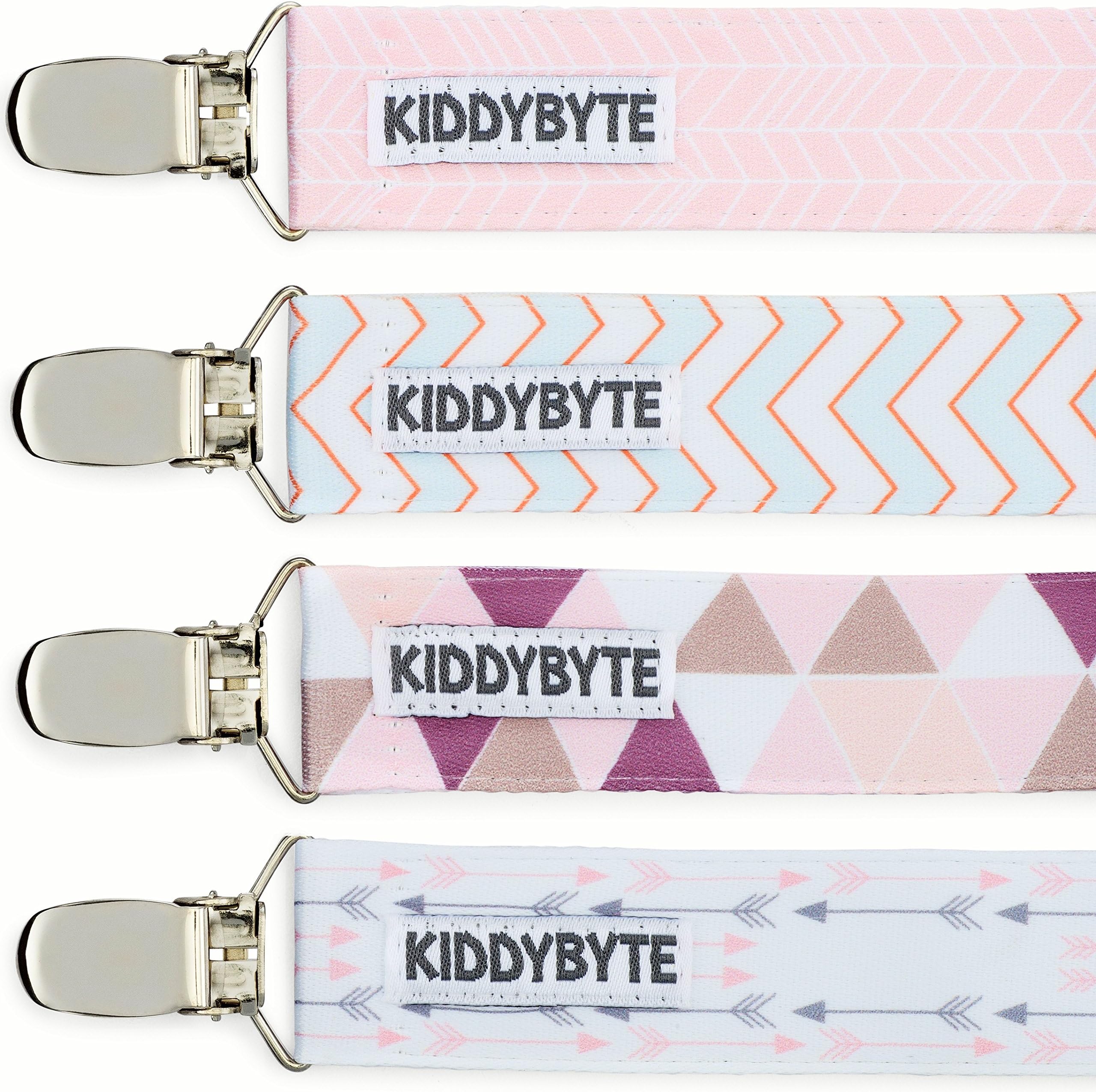 Baby Pacifier Clip Holder for Girl - 4 Pack Teething Clips for Babies, Perfect for Binky, Soothie & Stuffed Animal Toys