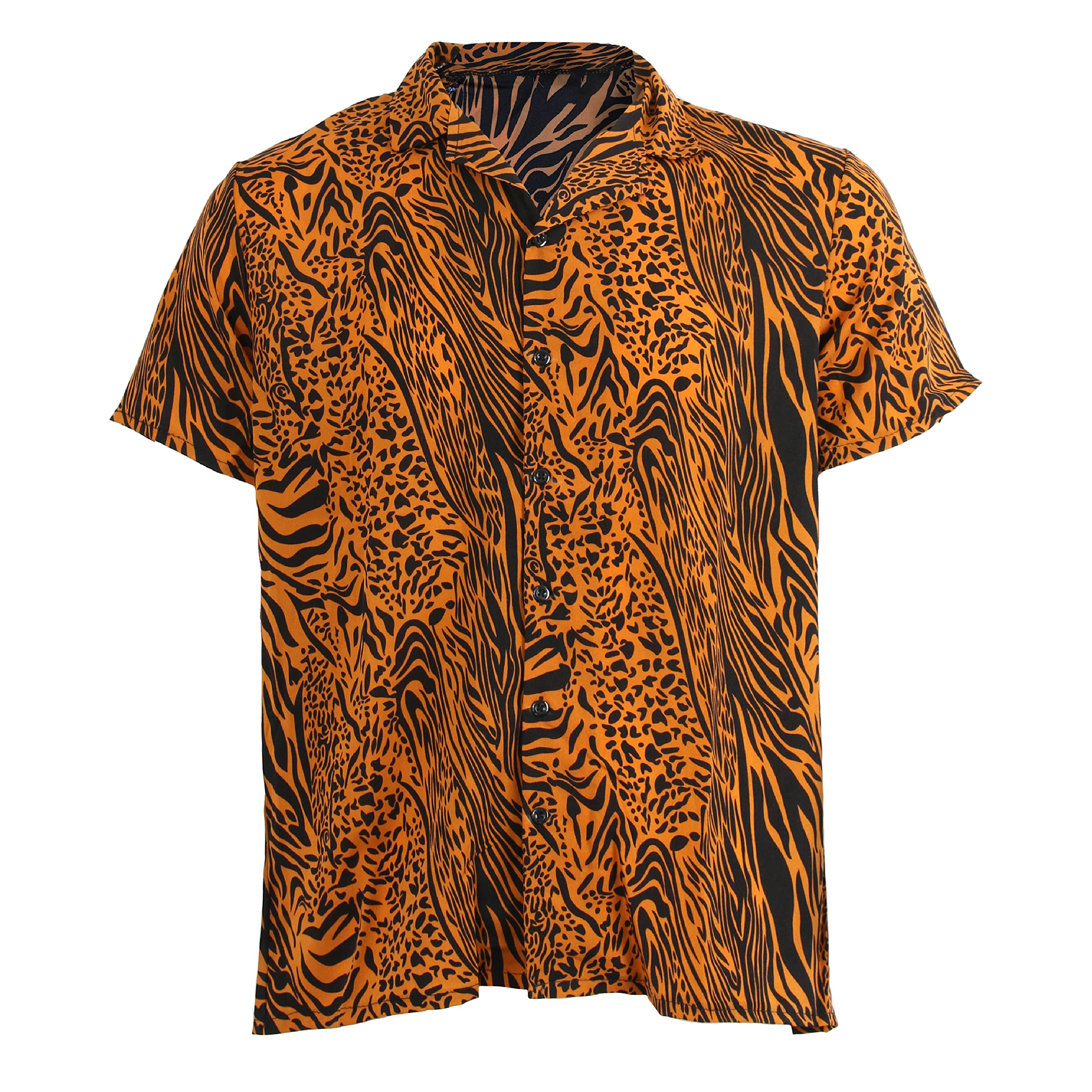 Adults Tiger Shirt - X-Large - Orange and Black Tiger Print Shirt - Adults Halloween TV Movie Fancy Dress Costume