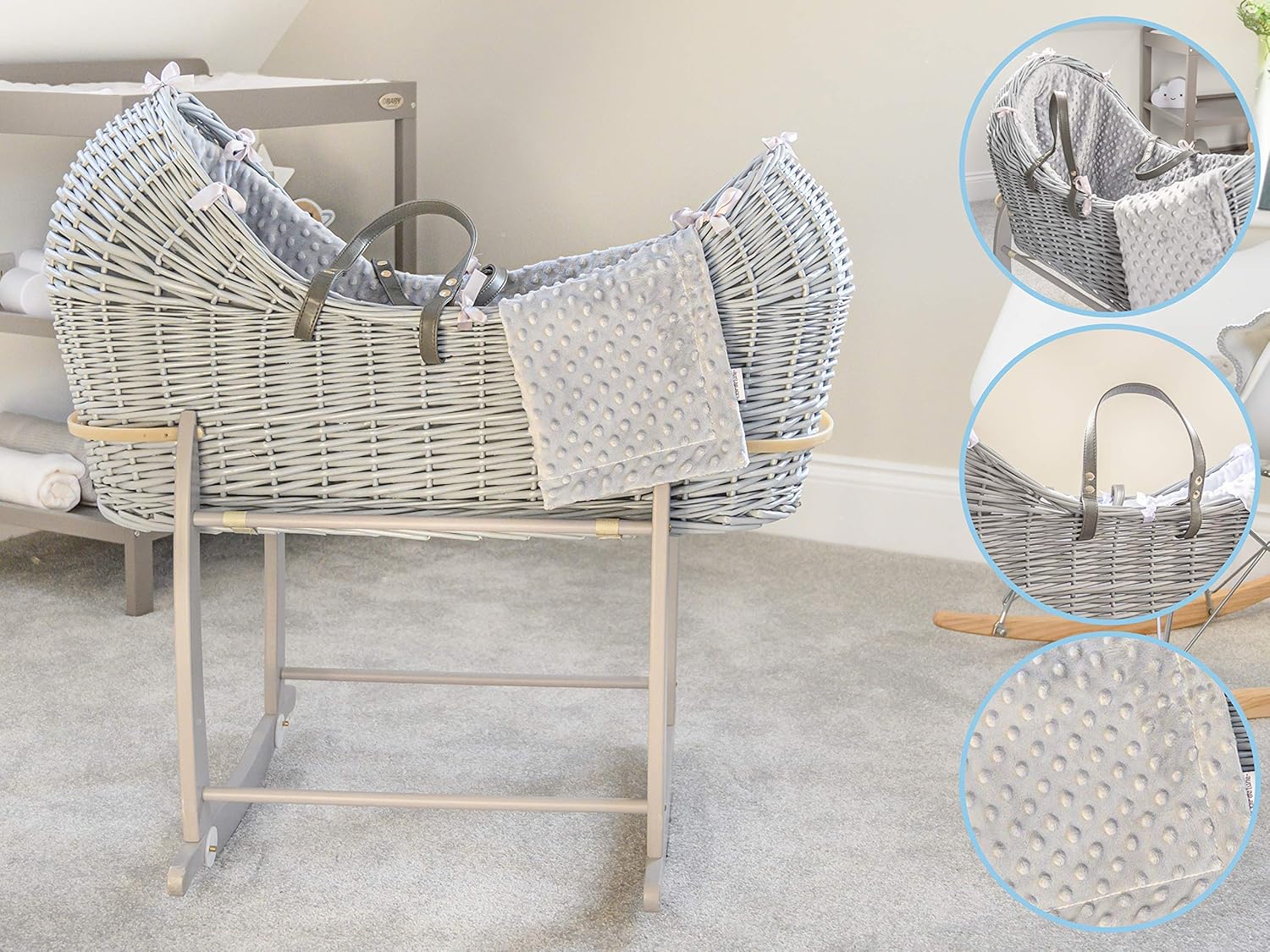 grey wicker pod moses basket