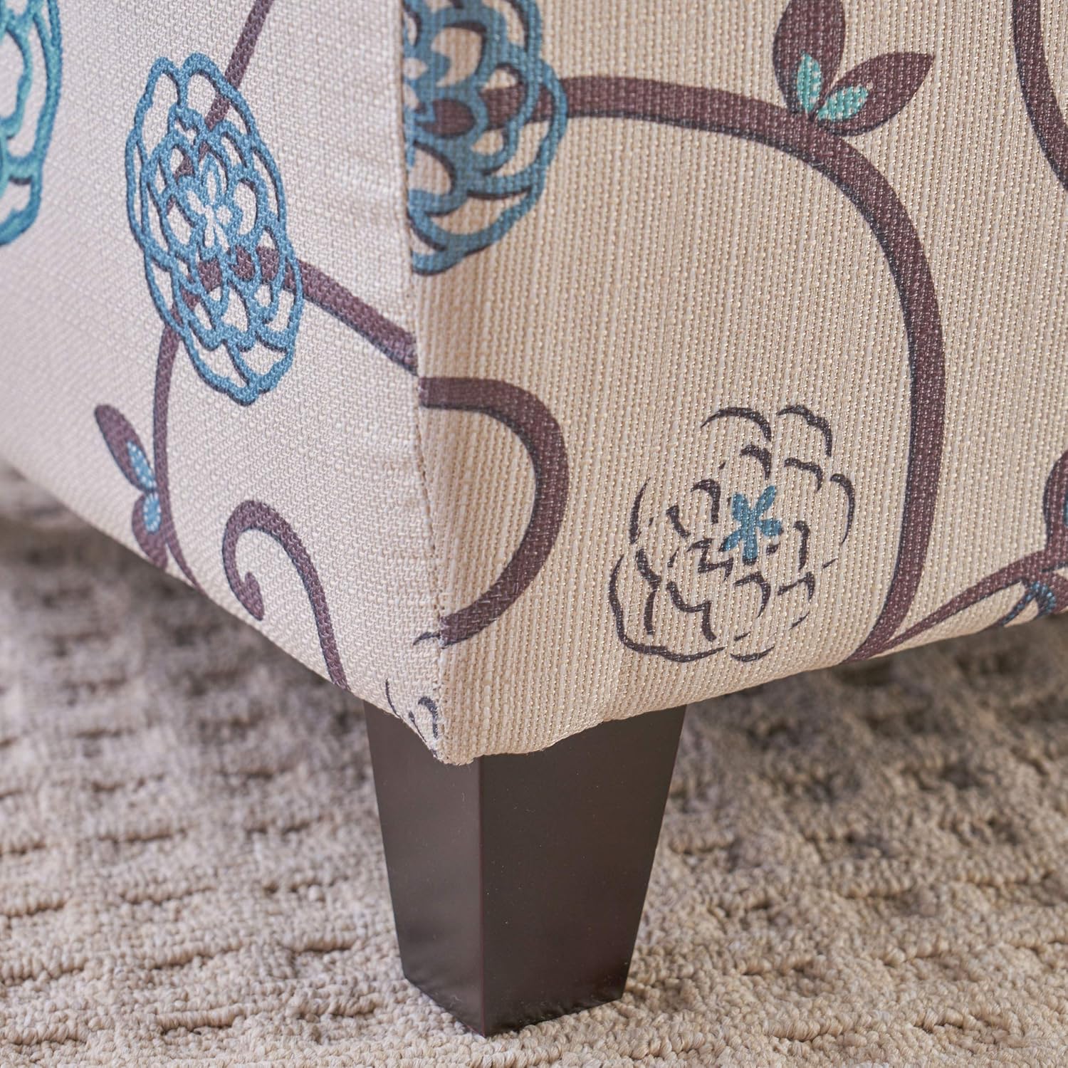 Christopher Knight Home Breanna Fabric Storage Ottoman, White And Blue Floral: Kitchen & Dining