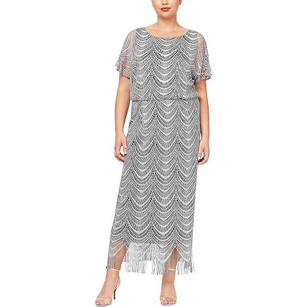 Amazon.com: S.L. Fashions Women's Petite Blouson Metallic