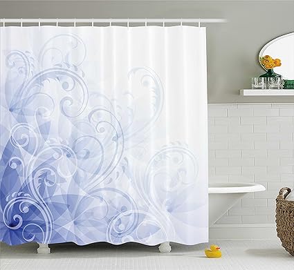Amazon Com Ambesonne Pale Blue Shower Curtain Abstract Curled