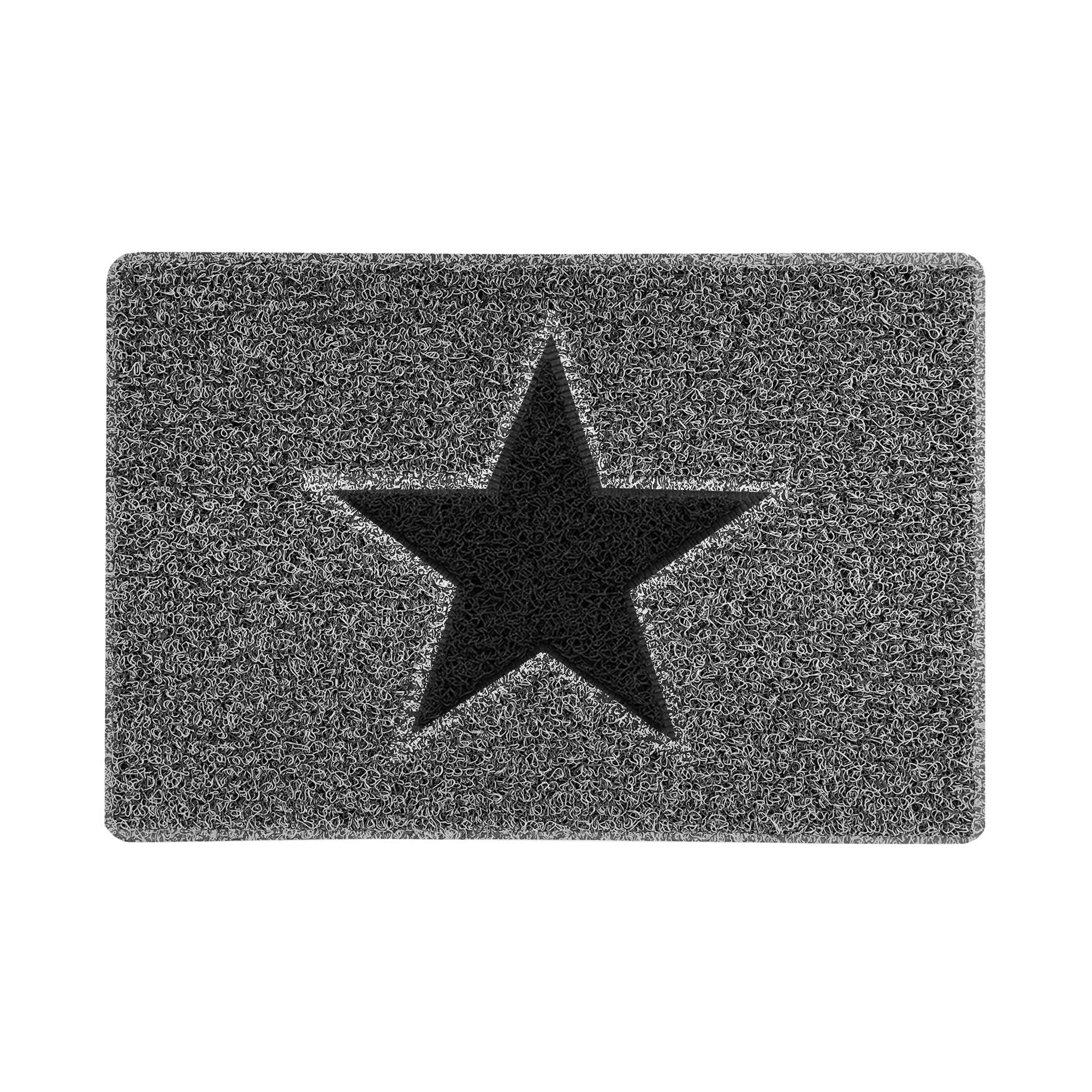 Nicoman STAR Door Mat｜Entrance Barrier Dirt-Trapper Floor Mat｜Patio Garden Conservatory Doormat｜Indoor Outdoor Matt｜Charcoal with Black Star, 60x40cm