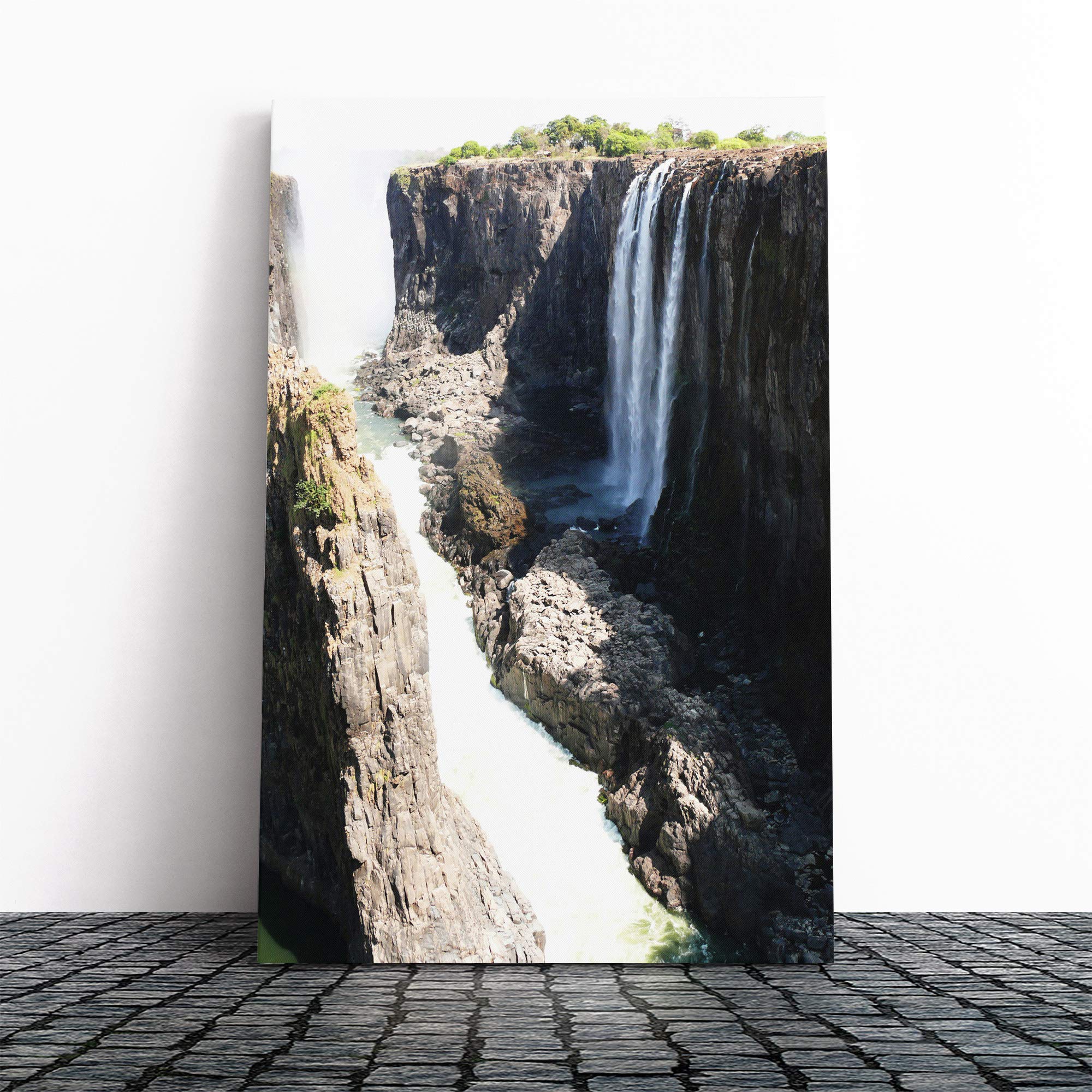 Africa Zambia Victoria Falls Waterfall Canvas Print | Gallery Wrapped 30mm Frame Wall Art | 20x14 inches | Ready to Hang | Modern Landscape Picture | Living Room Bedroom Lounge Office