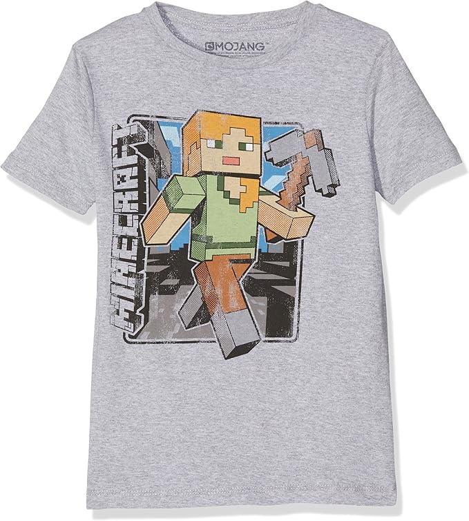 Minecraft Boy's Vintage Alex TShirt, Grey (Gris Mélange Gris Mélange), 56 Years Amazon.co.uk