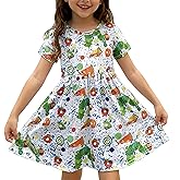 Toddler Little Girls Spring Summer The Very Hungry Caterpillar Baby Girl Short Sleeve Dress for 1-8 Years