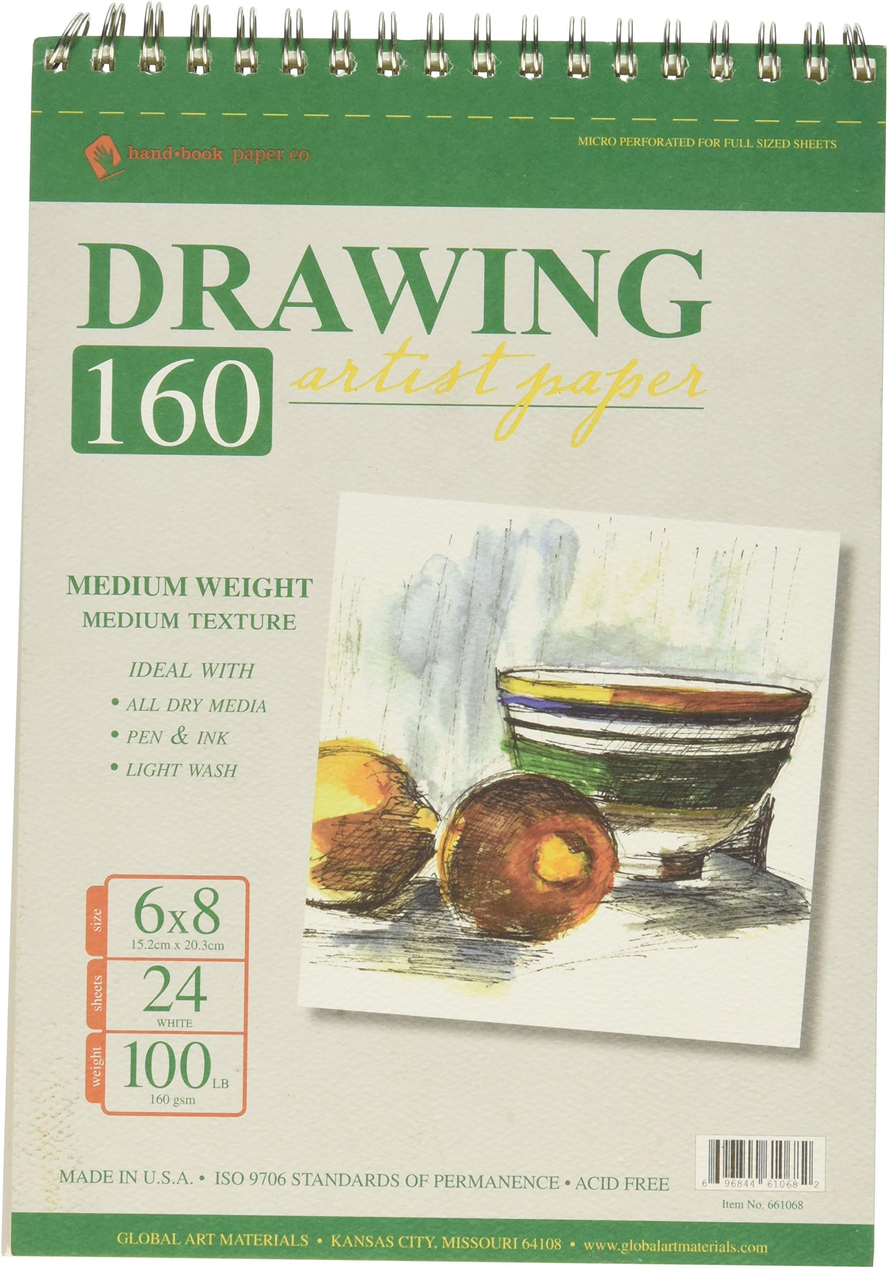 Speedball Art Products Artist Drawing Paper Pad, 6" x 8", 160 GSM 100 lb, 24 Sheets