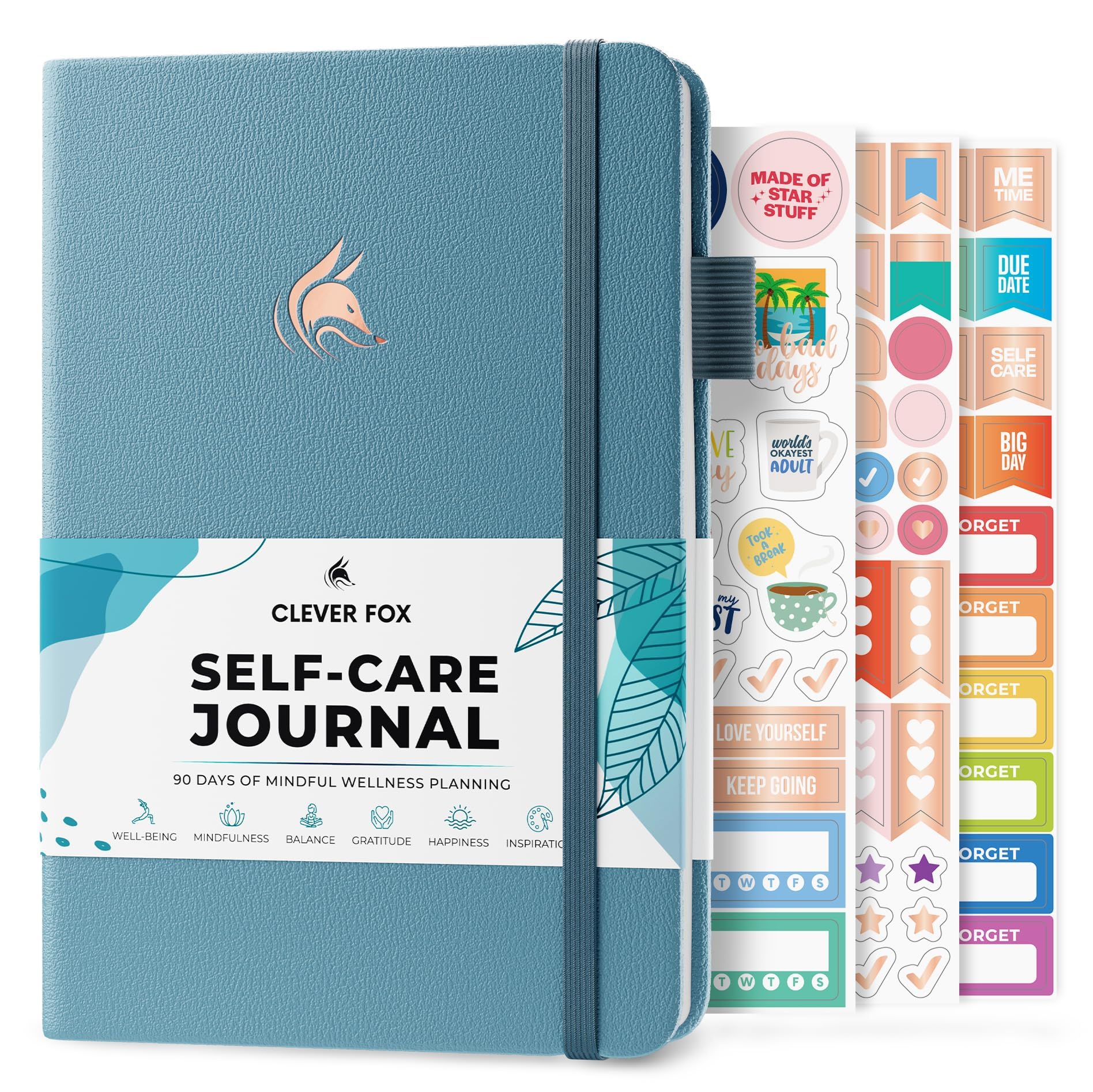 Clever Fox Self-Care Journal – Daily Reflection Notebook – Mental Health & Personal Development Planner, Meditation & Mood Log, A5 (Aquamarine) — image 1