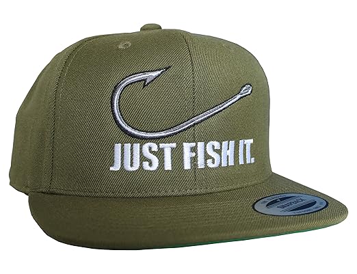 Baddery Angler Hut: Just Fish It - Geschenk für Angler - Angelbekleidung - Cap für Angler - Anglermütze - Angler Kappe - Angl
