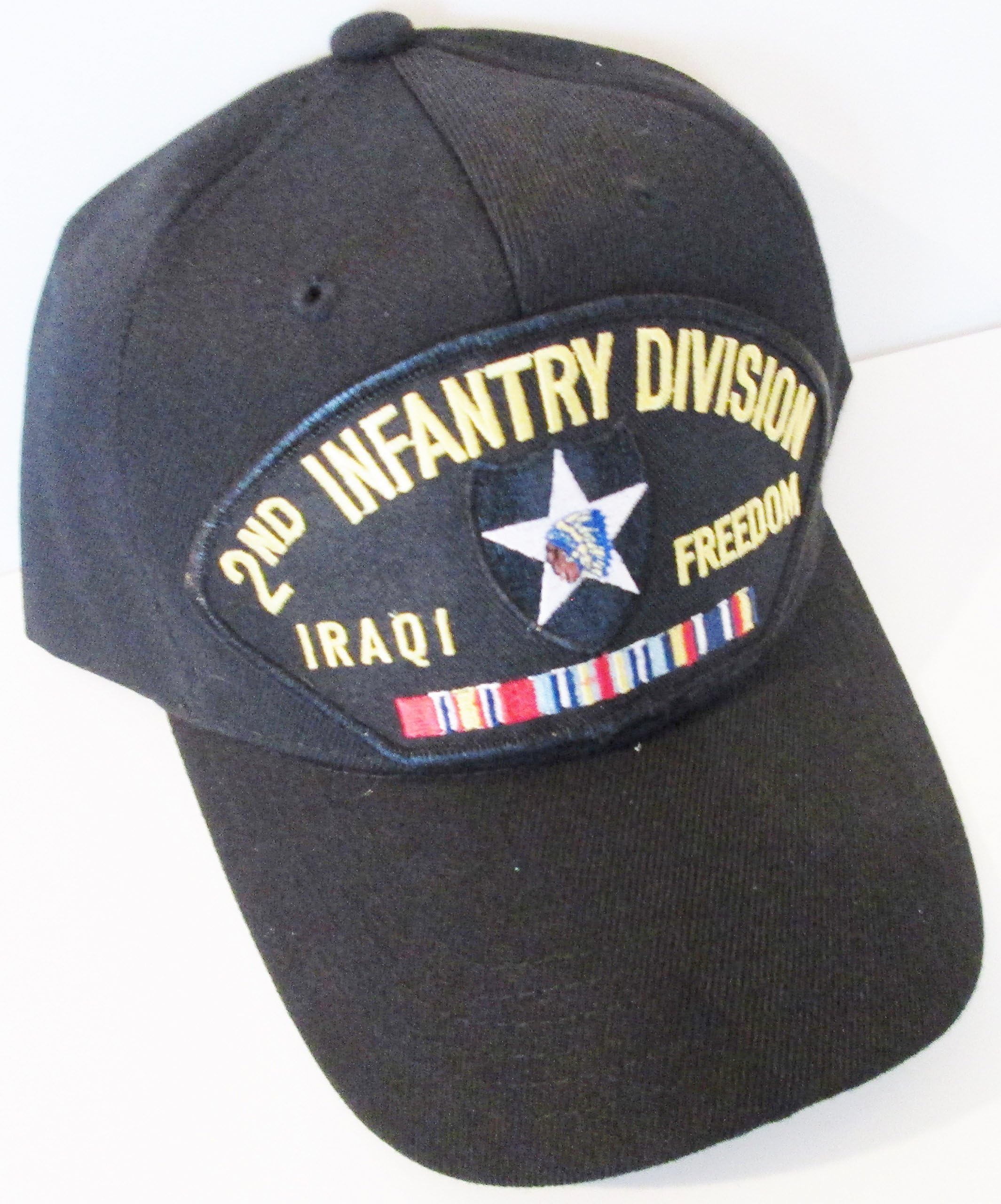 2ND INFANTRY DIVISION OIF OPERATION IRAQI FREEDOM W/RIBBON EMBROIDERED EMBLEM BLACK Ball Cap/Hat