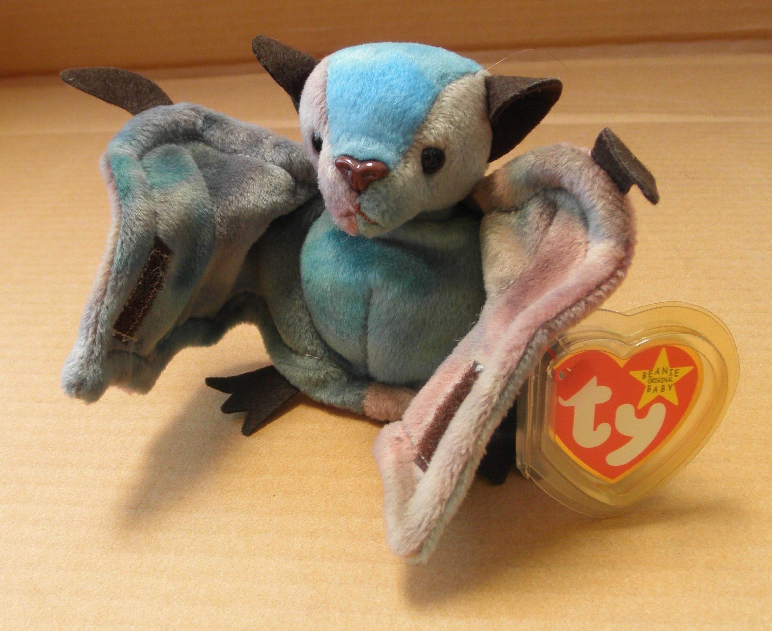 TY Beanie Babies Batty the Bat Stuffed Animal Plush Toy - 4 1/2 inches tall - Brown/Blue