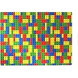 10 Building Blocks Themed Birthday Party Placemats By MinifigFans 12-Inch by 9-Inch Gloss Coated Cardstock - Bulk Party Pack