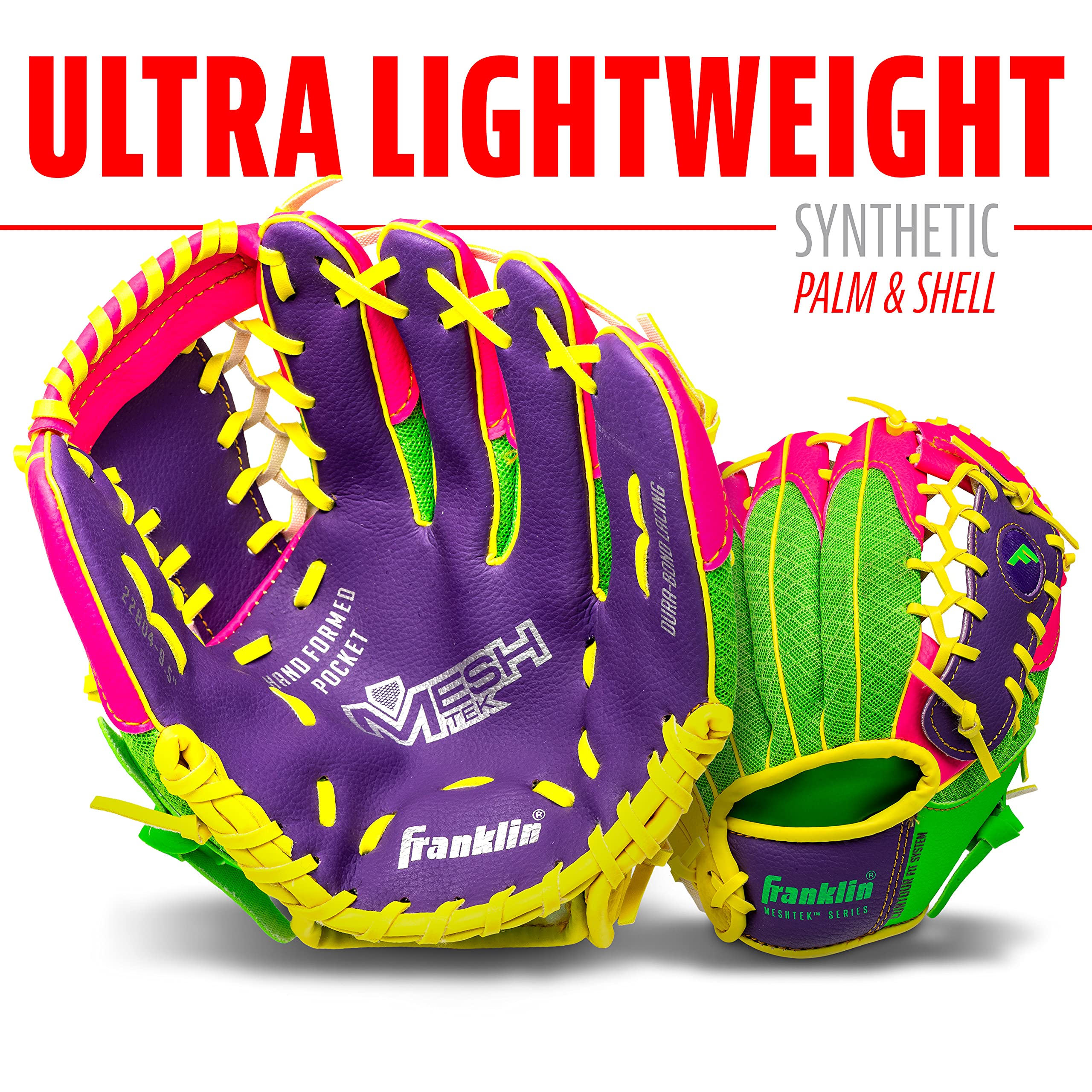 Kids Baseball Glove + Ball Sets - Meshtek Youth Teeball Gloves for Kids + Toddlers - Left + Right Hand Throw Mitts + Glove Sets with Foam Balls - Boys + Girls Gloves - 9.5