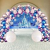 STK Frozen Balloon Arch Winter Wonderland Theme Balloon Garland Kit Purple and Silver Birthday Party Decorations Balloons For Girls Elsa Themed Baby Shower Supplies Decoracion de Cumpleanos Para Girl