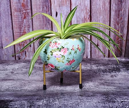 HINS Metal Pot with Stand, Auqa Green, X-Large