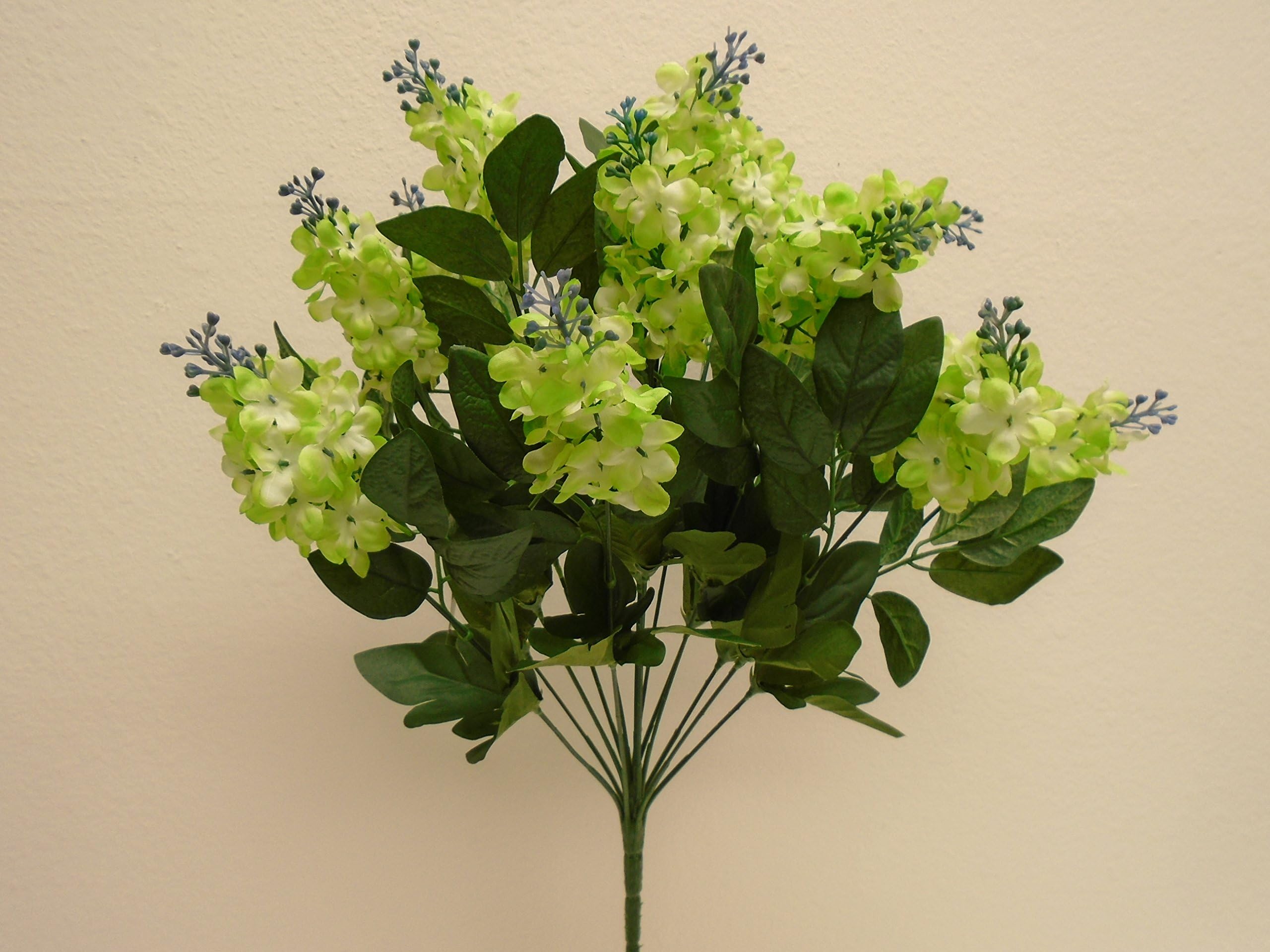 Green Lilac Bush 14 Artificial Silk Flowers 20" Bouquet 8227GN