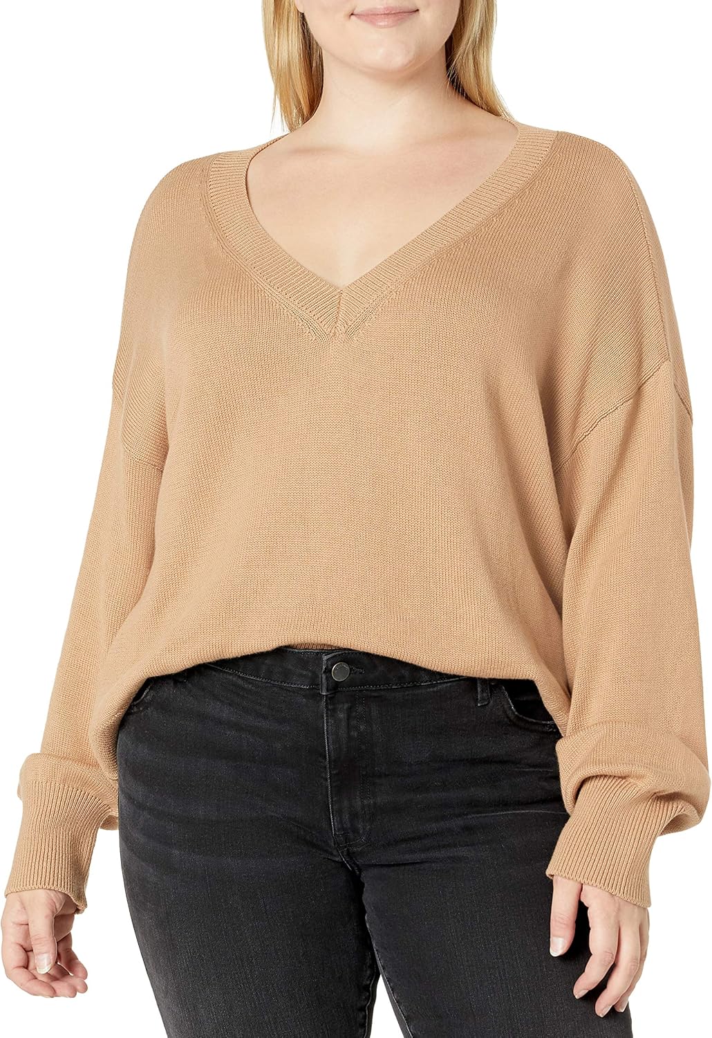 The Drop Women's Lisa Soft Slouchy V-Neck Sweater: Clothing