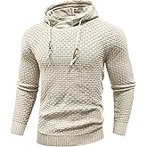 Zaitun Mens Hooded Sweatshirt Long Sleeve Solid Knitted Hoodie Pullover Sweater