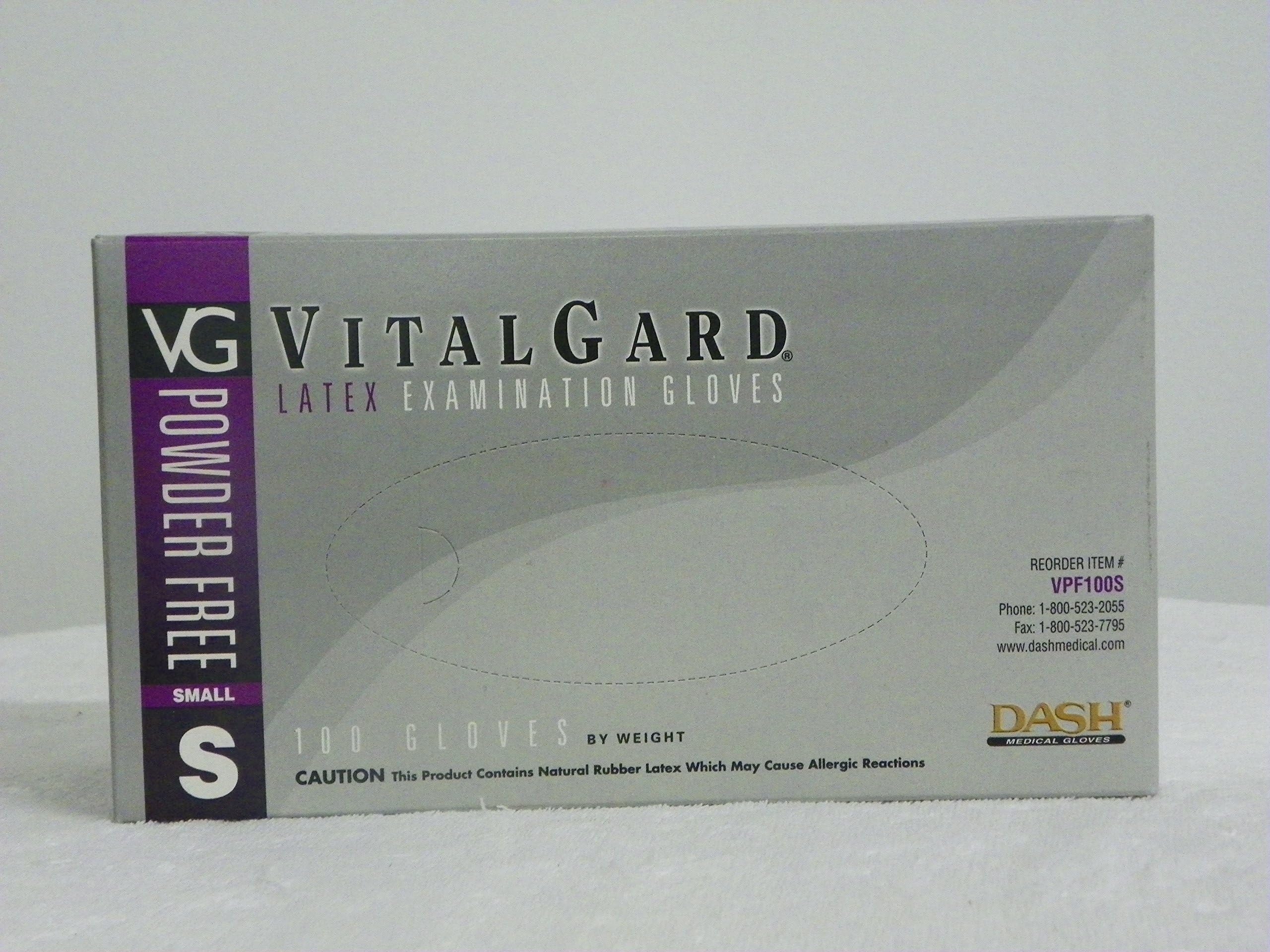 Dash Medical Gloves Inc VPF100S VitalGard PF Latex Glove S 100/Bx