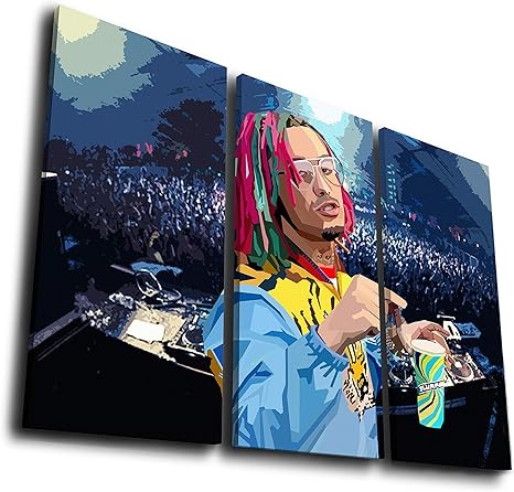 Amazon Susu Art 3点 リルパンプ ラッパー ミュージシャンキャンバス 抽象画 ジークレープリント 絵画 ピクチャー ウォールアート ホームデコレーション 誕生日ギフト Size 1 8x16inchx3panels アートフレーム ポスター オンライン通販